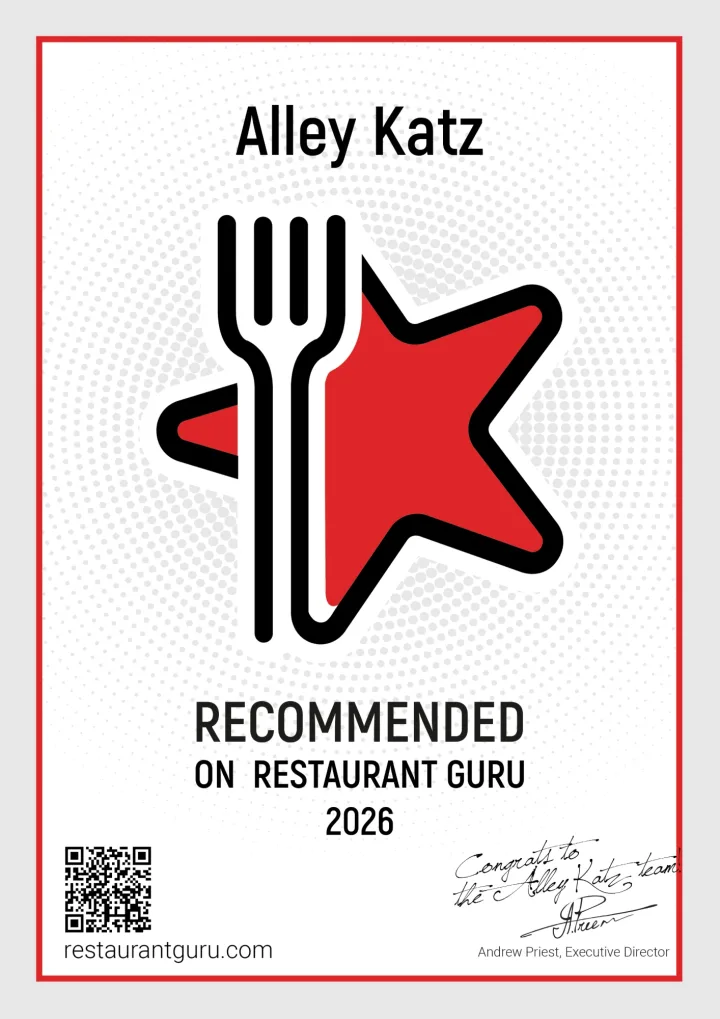 Alley Katz certificate: Recommended on Restaurant Guru 2026