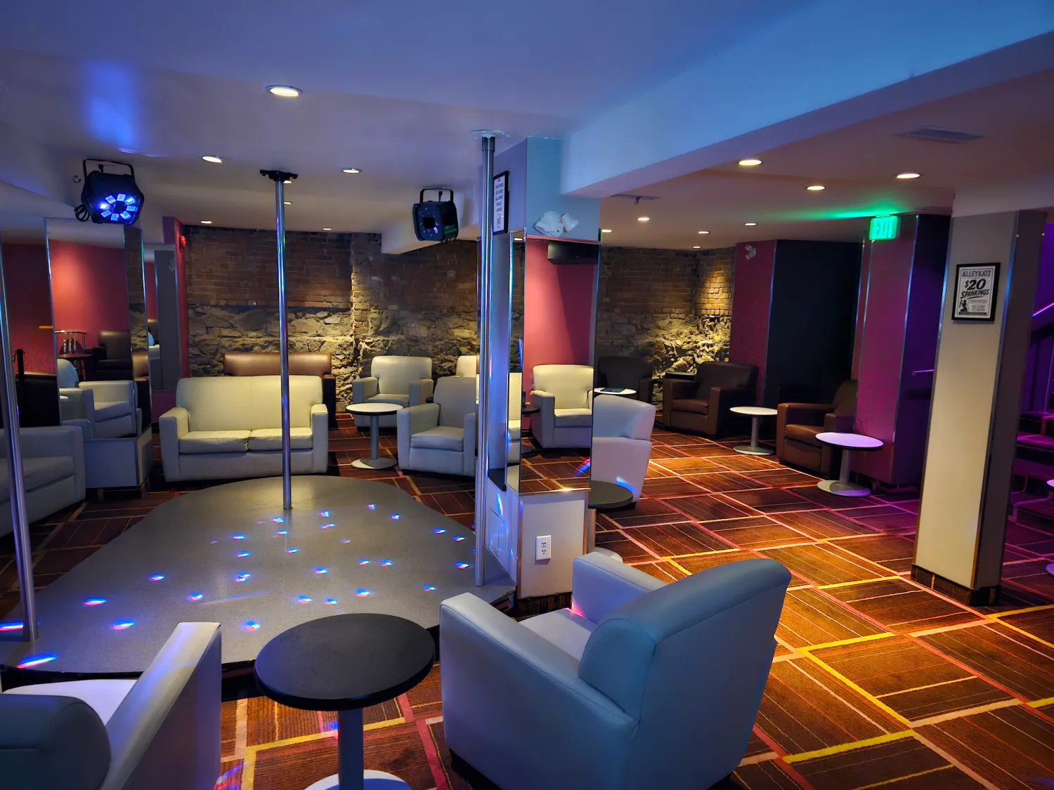 Main floor and lounge seating inside Alley Katz Windsor