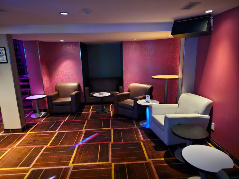 Private lounge seating area at Alley Katz Windsor