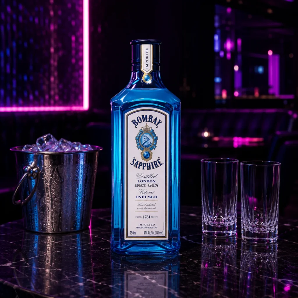 Bombay Sapphire bottle service creative for the Gold VIP Party Package